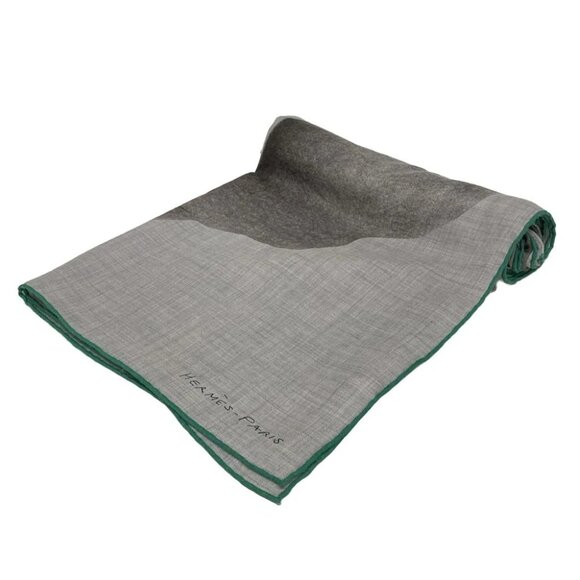 HERMES Calle 140/Callejuan - Gray Green Cashmere Silk Scarf - Picture 1 of 4